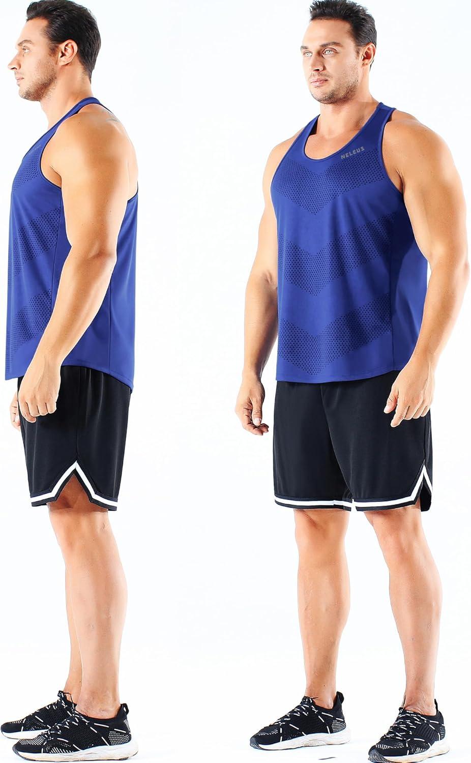 imageNELEUS Mens 3 Pack Dry Fit YBack Muscle Tank Workout Gym Shirt5161 BlackGreyBlue
