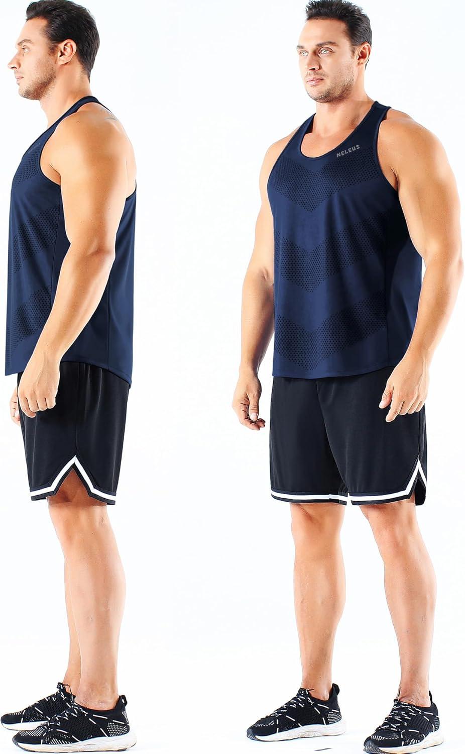 imageNELEUS Mens 3 Pack Dry Fit YBack Muscle Tank Workout Gym Shirt5161 BlackGreyNavy Blue