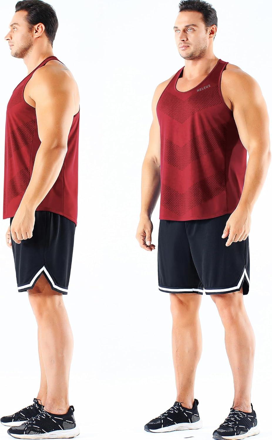 imageNELEUS Mens 3 Pack Dry Fit YBack Muscle Tank Workout Gym Shirt5161 BlackGreyRed