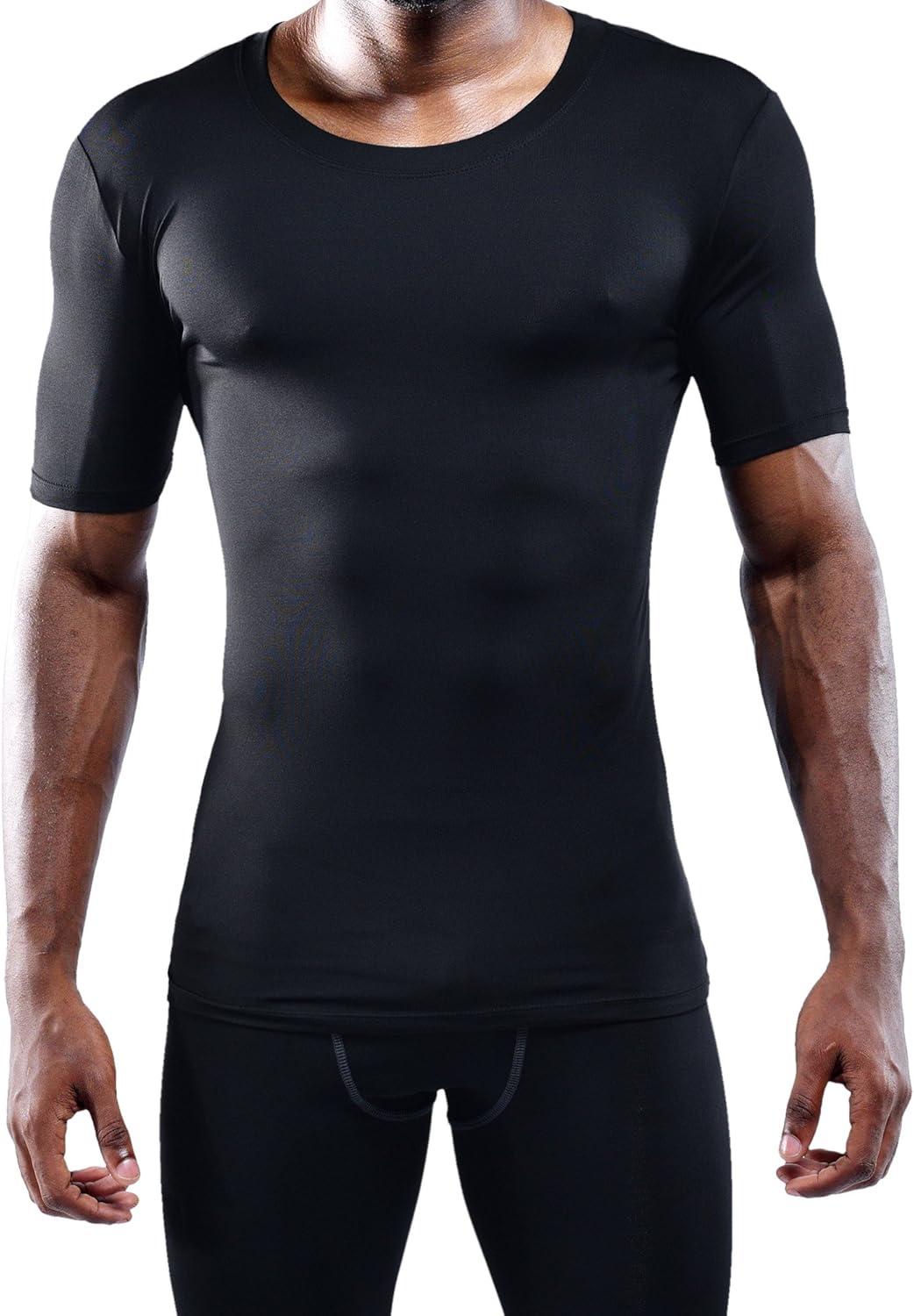 imageNELEUS Mens 3 or 4 Pack Workout Athletic Compression Shirts5011 3 Pack Black