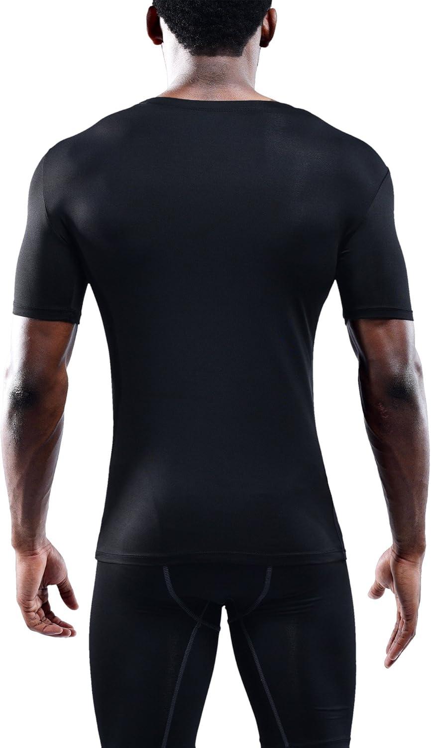 imageNELEUS Mens 3 or 4 Pack Workout Athletic Compression Shirts5011 3 Pack Black grey navy Blue