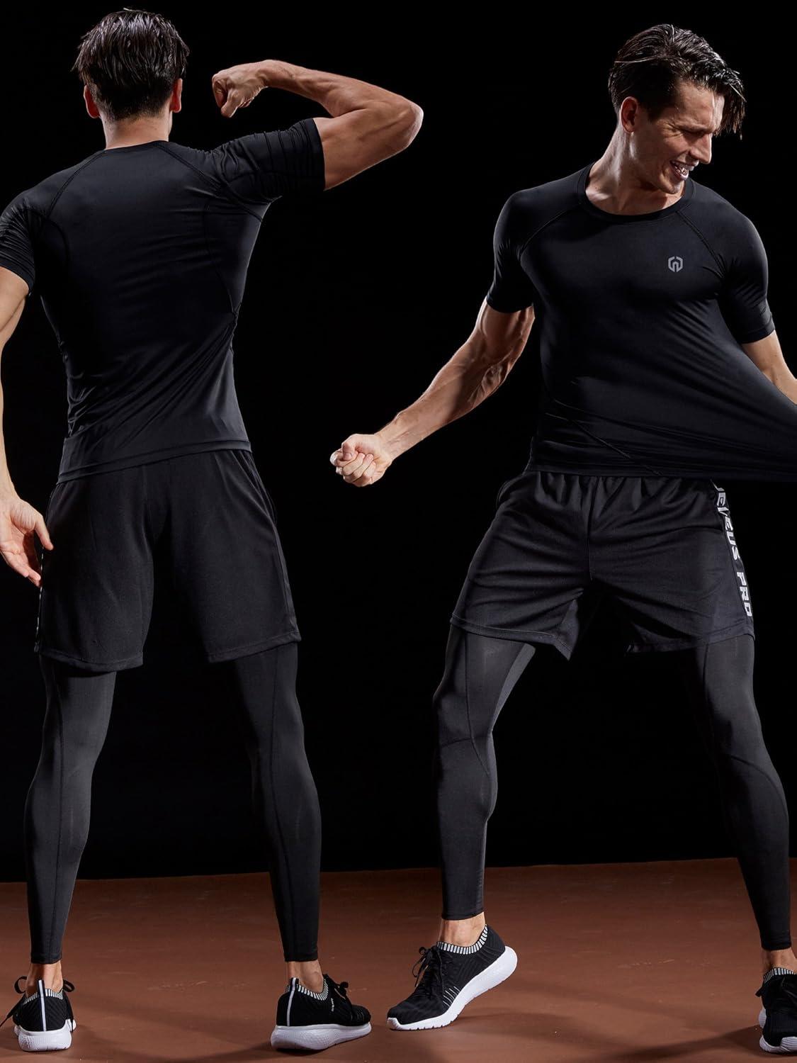 imageNELEUS Mens 3 or 4 Pack Workout Athletic Compression Shirts5022 BlackBlackBlack