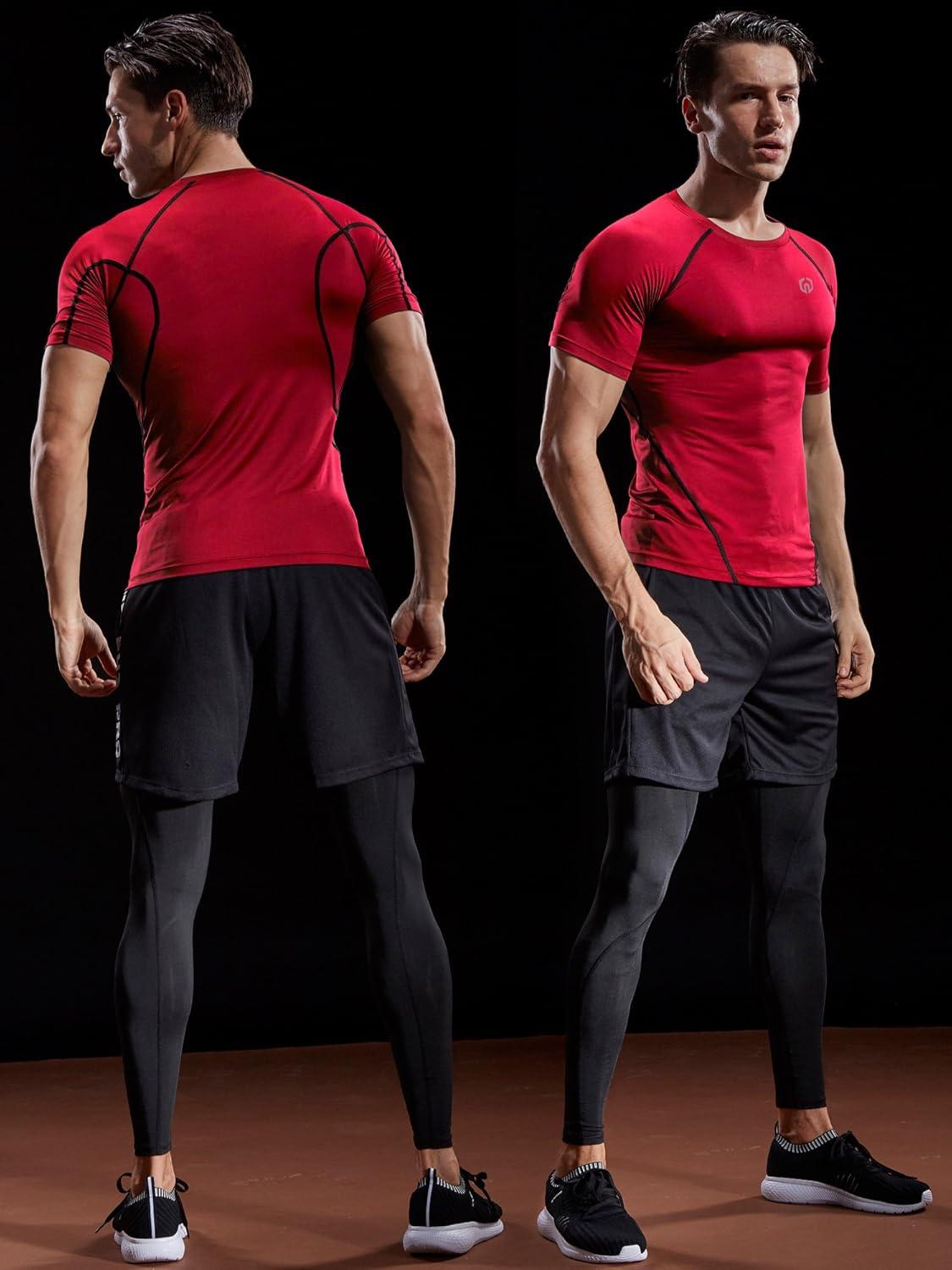 imageNELEUS Mens 3 or 4 Pack Workout Athletic Compression Shirts5022 BlackGreyBlue