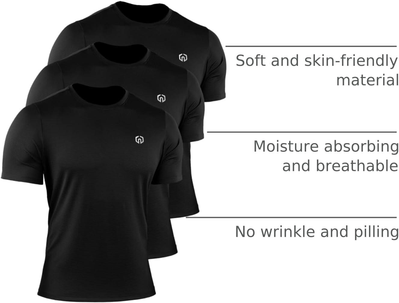 imageNELEUS Mens 3 or 4 Pack Workout Athletic Compression Shirts508 BlackBlackBlack 3 Pack