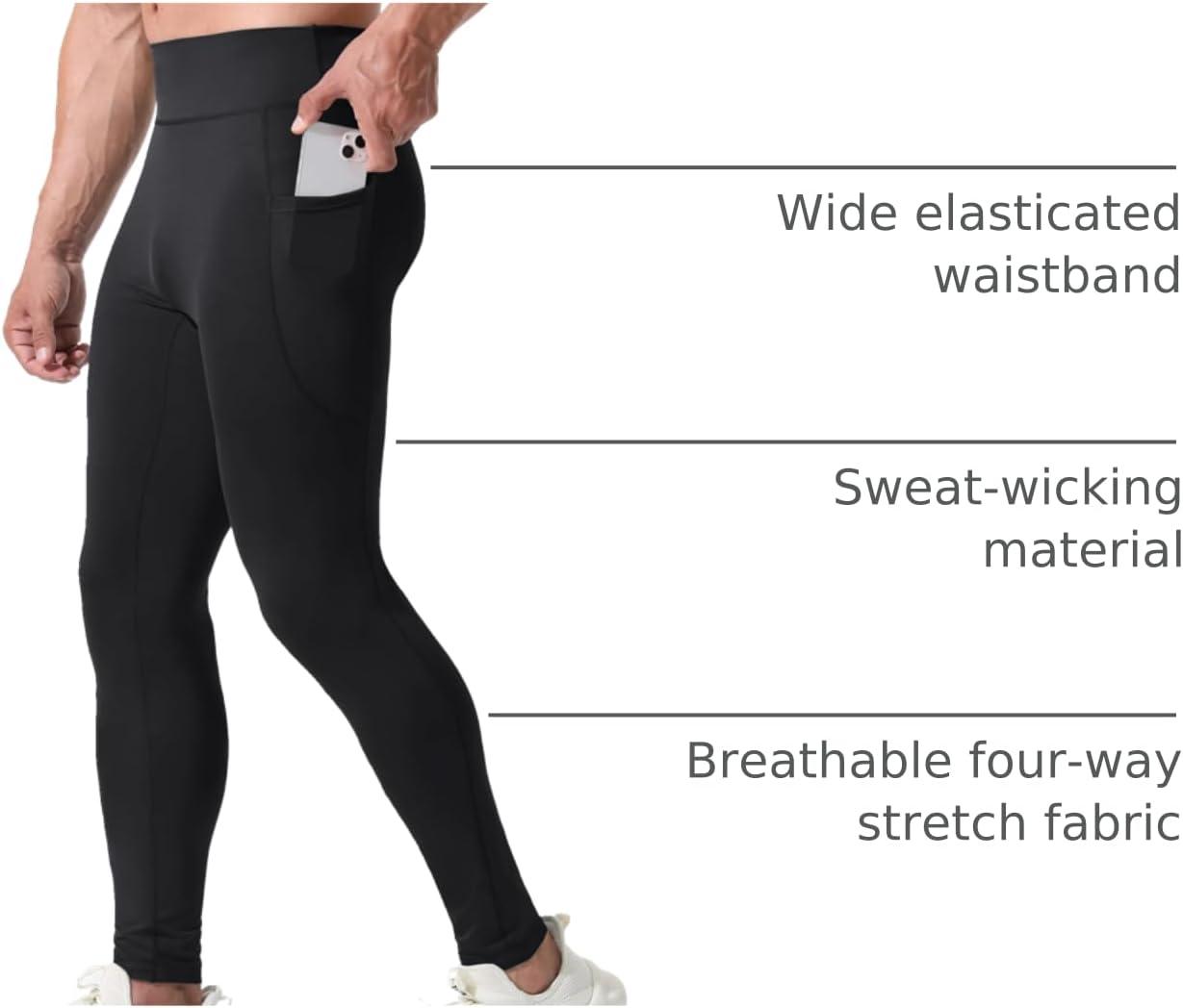 imageNELEUS Mens Compression Baselayer Running Tights Gym Leggings with Pockets6109 BlackGreyGreygreen 3 Pack