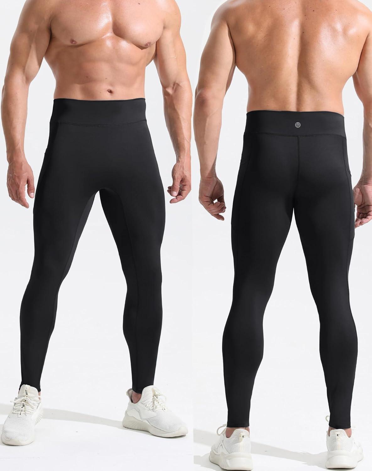 imageNELEUS Mens Compression Baselayer Running Tights Gym Leggings with Pockets6109 BlackGreyGreygreen 3 Pack
