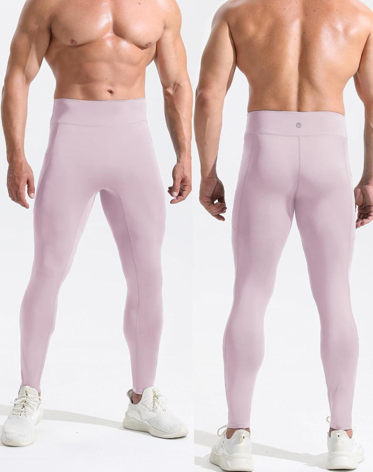 imageNELEUS Mens Compression Baselayer Running Tights Gym Leggings with Pockets6109 BlackGreyPink 3 Pack