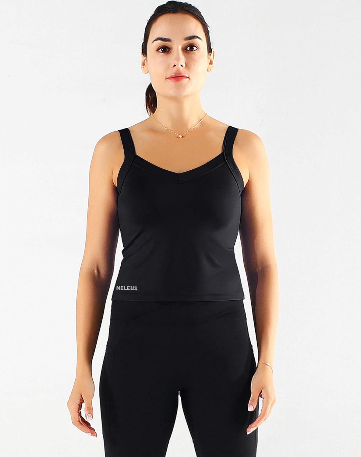 imageNELEUS Womens 3 Pack Athletic Cropped Tank Top Padded Bra8196 BlackBlackBlack