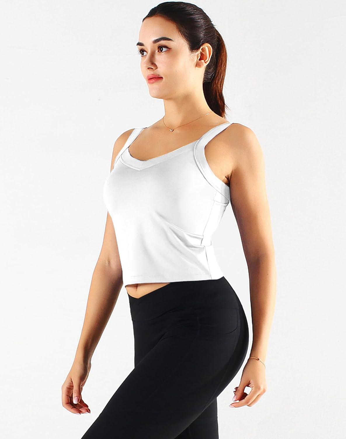 imageNELEUS Womens 3 Pack Athletic Cropped Tank Top Padded Bra8196 BlackGreyWhite