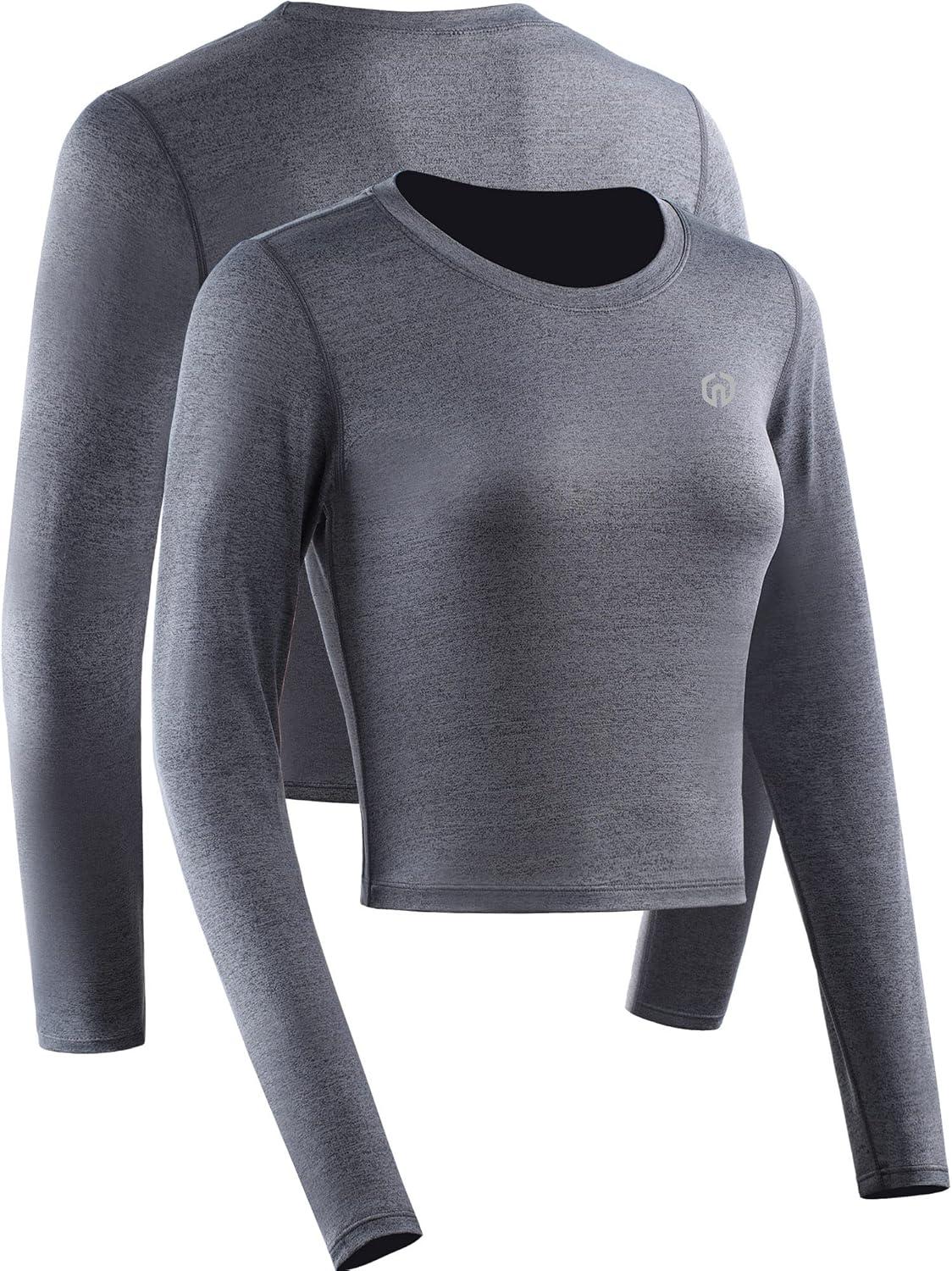 imageNELEUS Womens 3 Pack Compression Workout Athletic ShirtBlackGreyBlue  Long Sleeve