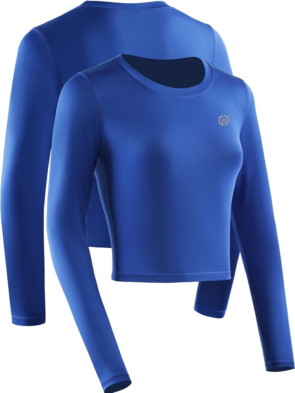 imageNELEUS Womens 3 Pack Compression Workout Athletic ShirtBlackGreyBlue  Long Sleeve