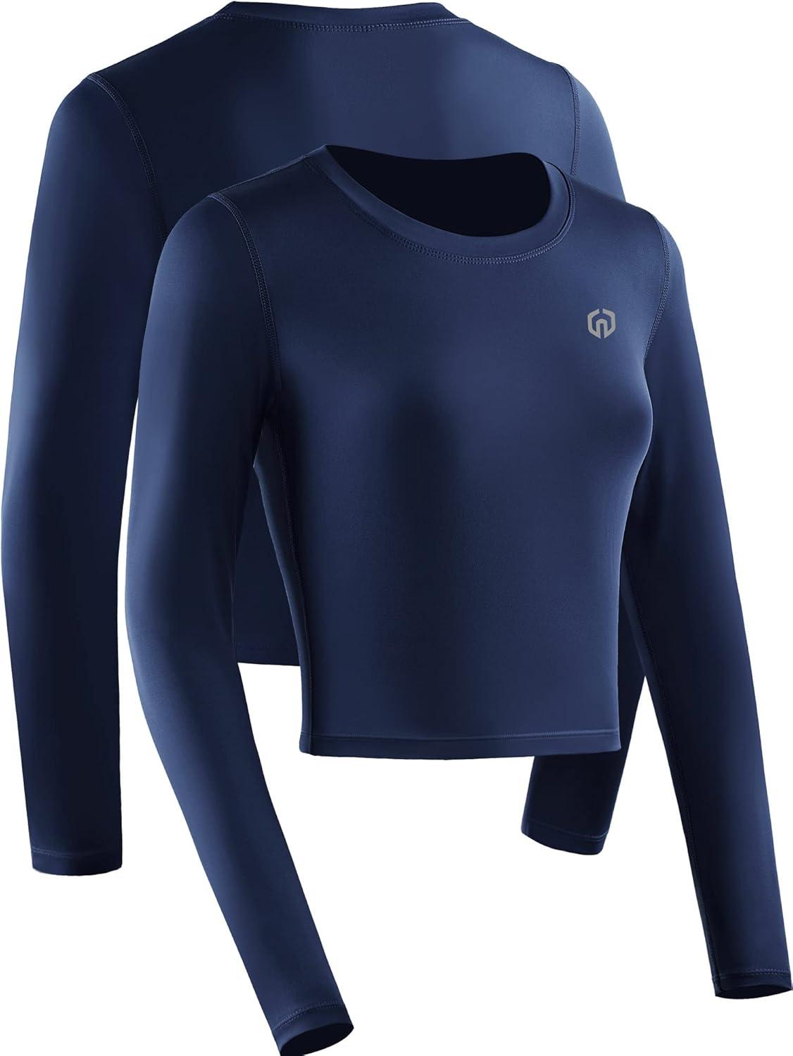 imageNELEUS Womens 3 Pack Compression Workout Athletic ShirtBlackGreyNavy Blue  Long Sleeve