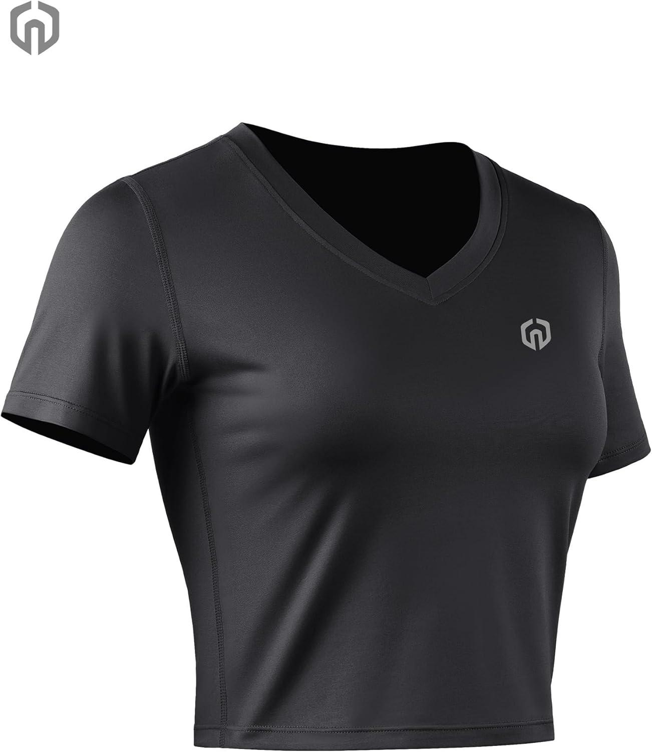 imageNELEUS Womens 3 Pack Compression Workout Athletic ShirtVneck BlackBlackBlack  3 Pack