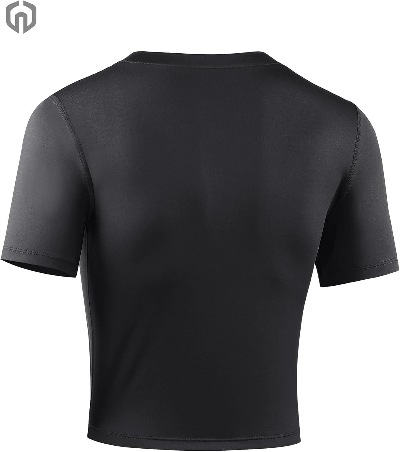 imageNELEUS Womens 3 Pack Compression Workout Athletic ShirtVneck BlackBlackBlack  3 Pack