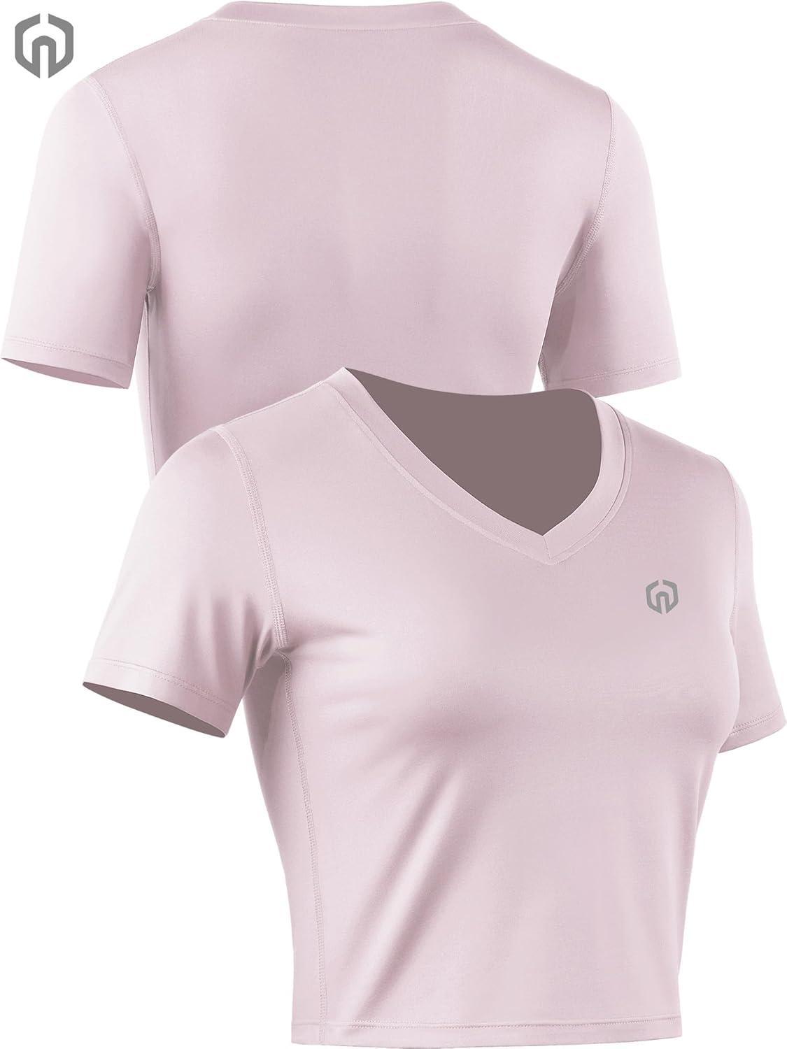 imageNELEUS Womens 3 Pack Compression Workout Athletic ShirtVneck GreyPinkLight Purple  3 Pack