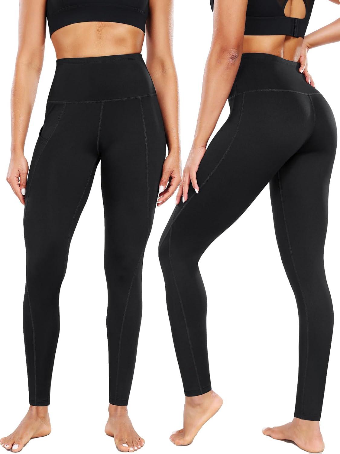 imageNELEUS Womens High Waist Running Workout Leggings for Yoga with Pockets9017 Yoga Pant 2 Packblack grey