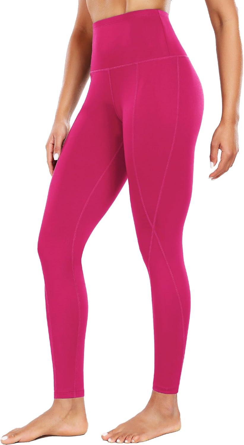 imageNELEUS Womens High Waist Running Workout Leggings for Yoga with Pockets9017 Yoga Pant 2 Packred rose Red