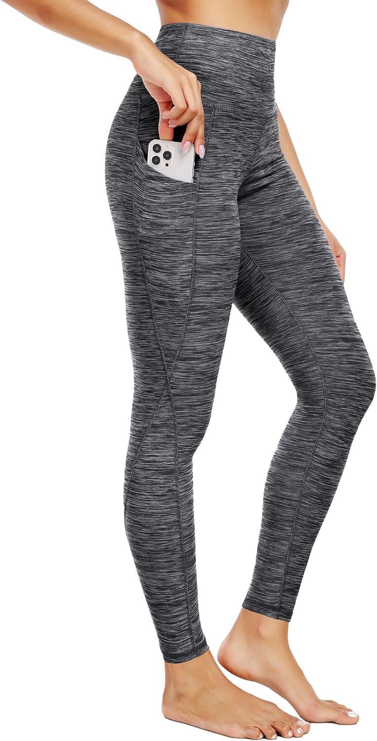 imageNELEUS Womens High Waist Running Workout Leggings for Yoga with Pockets9033 Yoga Pant 2 Pack Black black