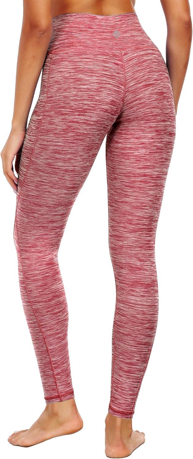 imageNELEUS Womens High Waist Running Workout Leggings for Yoga with Pockets9033 Yoga Pant 2 Pack Black red