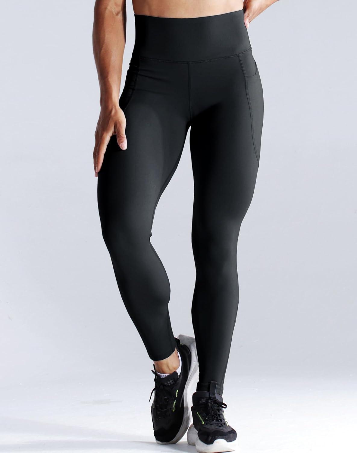 imageNELEUS Womens High Waist Running Workout Leggings for Yoga with Pockets9069 BackLight Purple  2 Pack