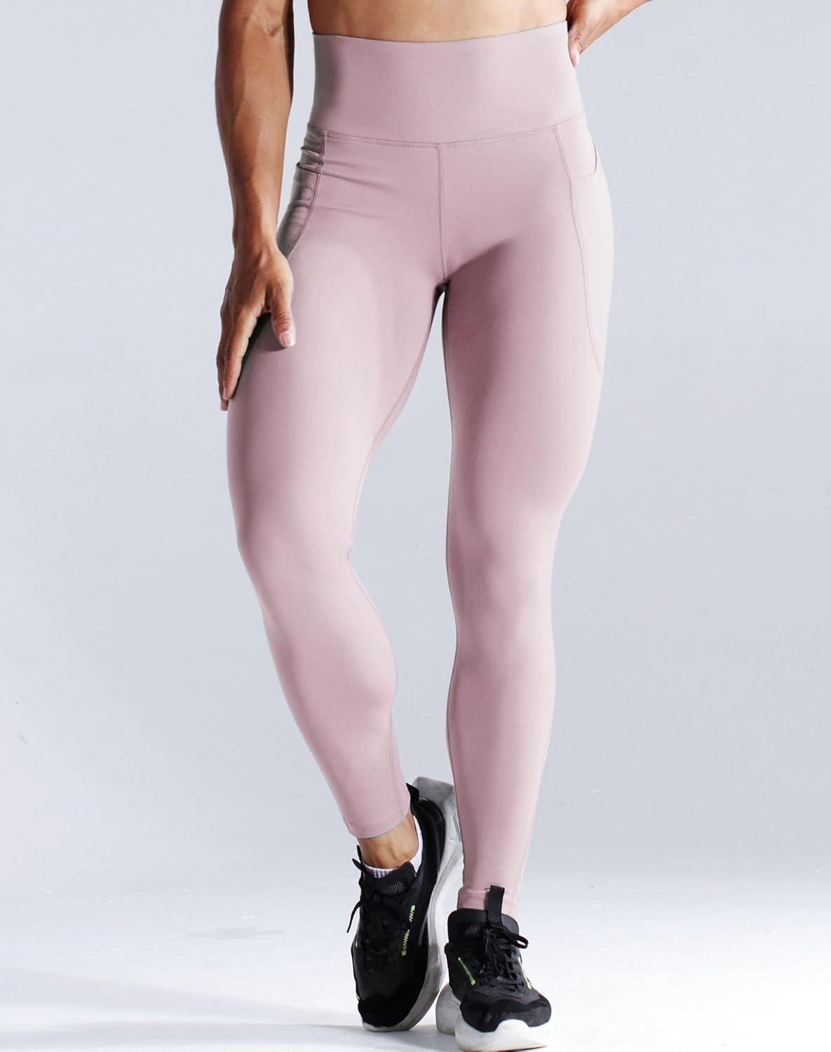 imageNELEUS Womens High Waist Running Workout Leggings for Yoga with Pockets9069 BlackLavender Blush  2 Pack