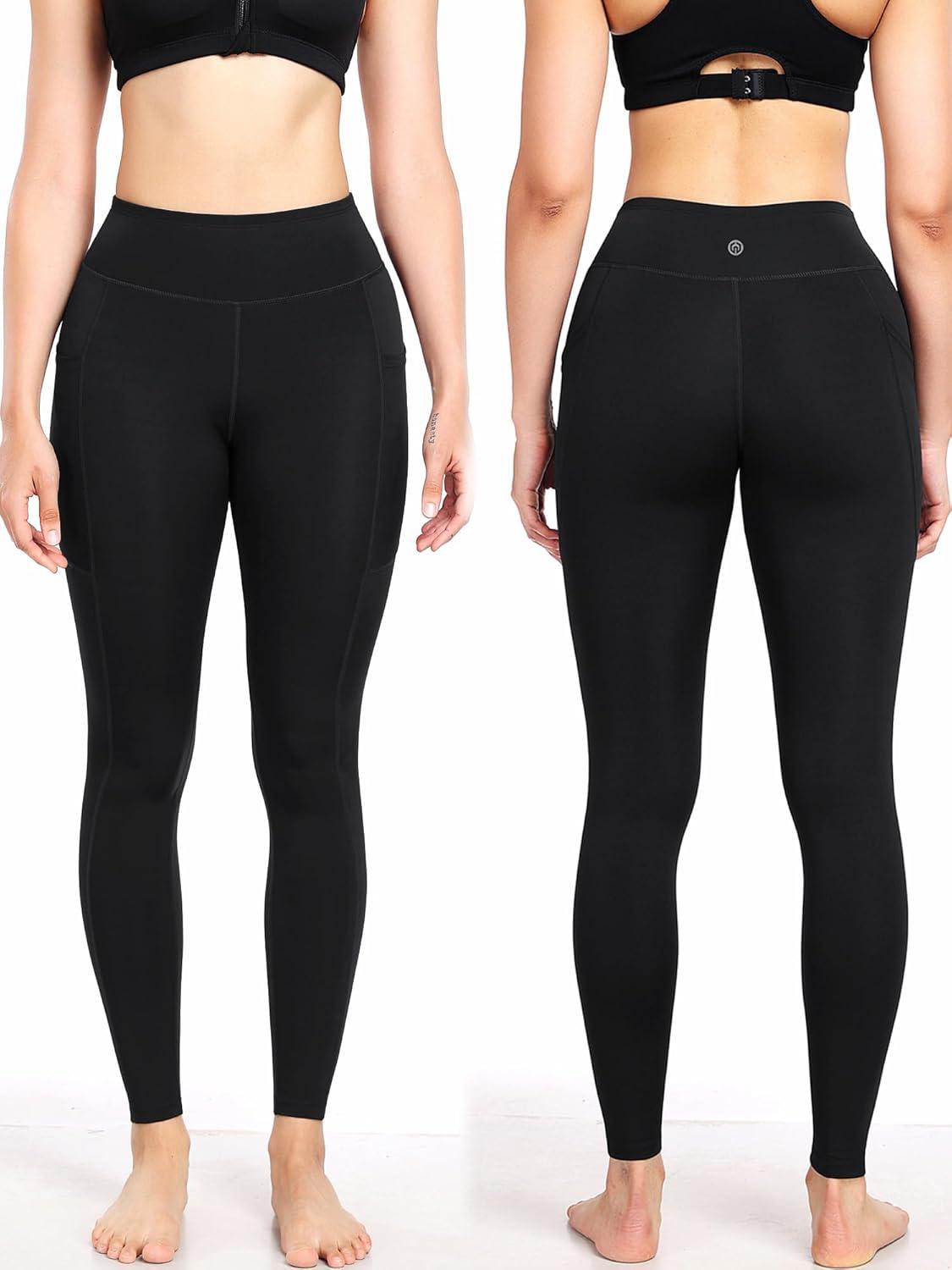 imageNELEUS Womens High Waist Running Workout Leggings for Yoga with Pockets9152 Black grey red  Pack of 3