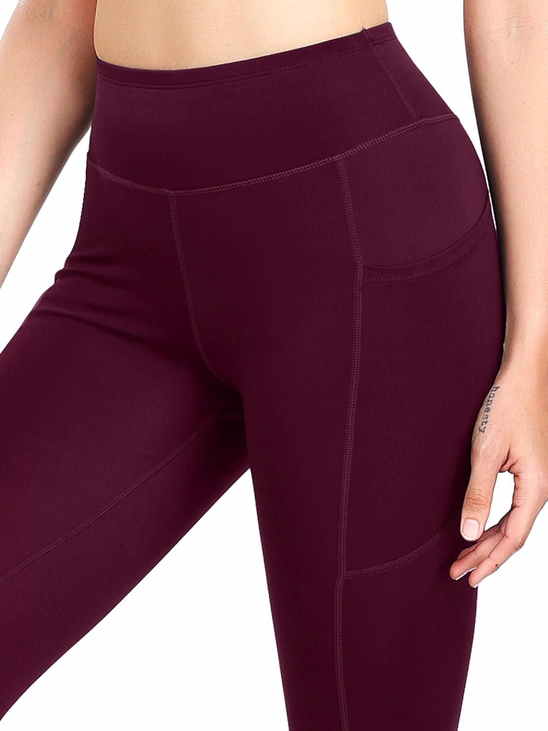 imageNELEUS Womens High Waist Running Workout Leggings for Yoga with Pockets9152 Black grey red  Pack of 3