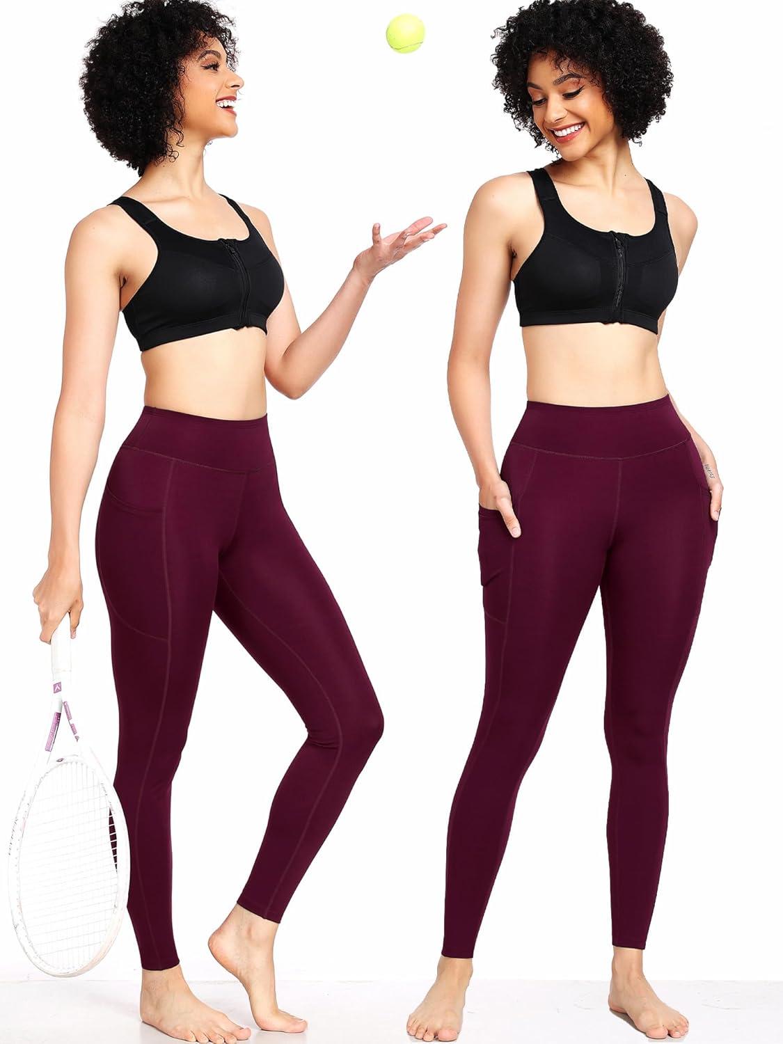 imageNELEUS Womens High Waist Running Workout Leggings for Yoga with Pockets9152 Black grey red  Pack of 3
