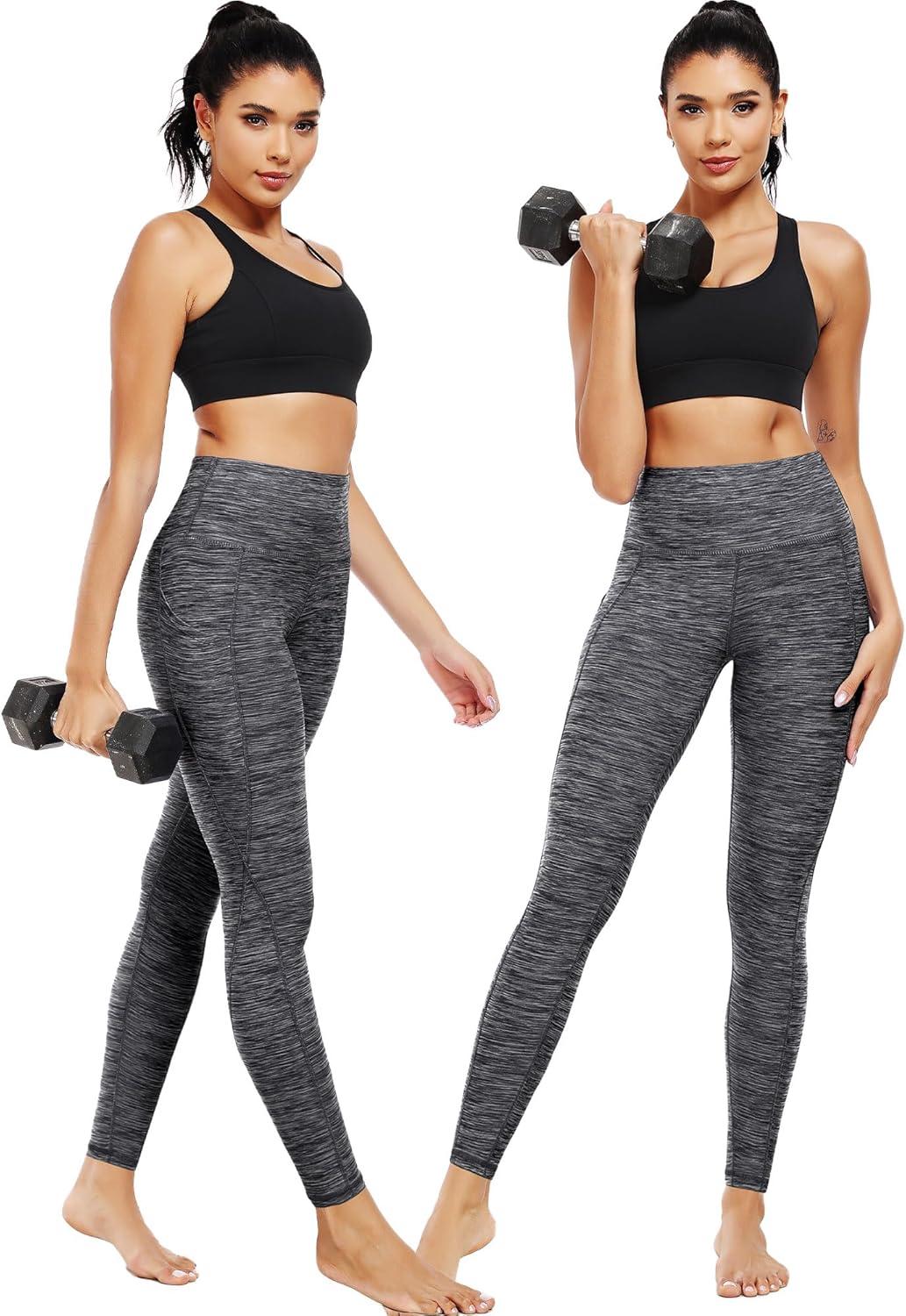 imageNELEUS womens Soft9033 Yoga Pant 3 Pack Black grey navy Blue