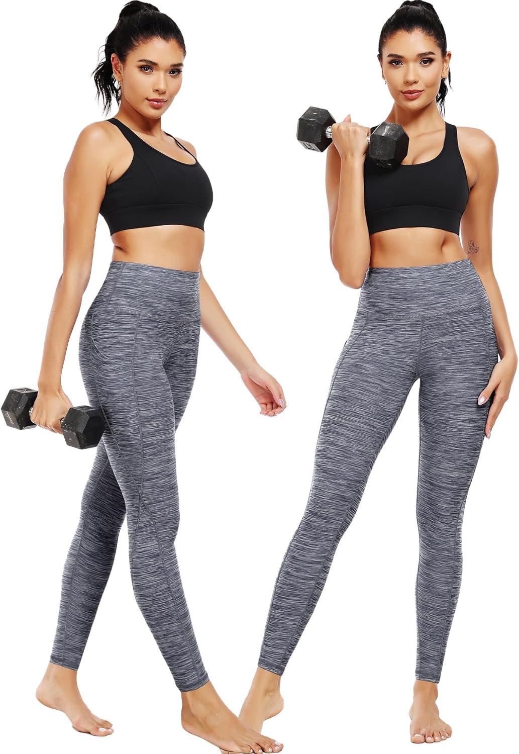 imageNELEUS womens Soft9033 Yoga Pant 3 Pack Red grey brown