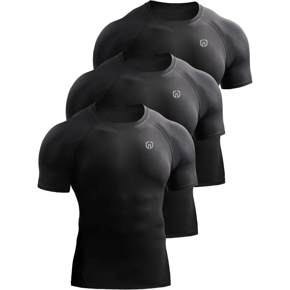 imageNELEUS Mens 3 or 4 Pack Workout Athletic Compression Shirts5022 BlackBlackBlack