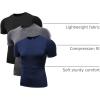 imageNELEUS Mens 3 or 4 Pack Workout Athletic Compression Shirts5011 3 Pack Black grey navy Blue
