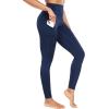 imageNELEUS Womens High Waist Running Workout Leggings for Yoga with Pockets9017 Yoga Pant 2 Packblack navy Blue