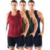 imageNELEUS Mens 3 Pack Dry Fit YBack Muscle Tank Workout Gym Shirt5161 RedOlive GreenNavy Blue