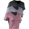 imageNELEUS Womens 3 Pack Compression Workout Athletic ShirtVneck BlackGreyRosy Brown  3 Pack