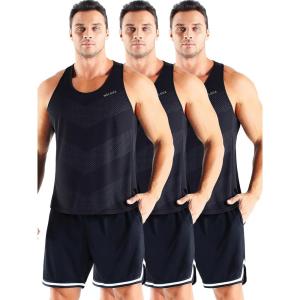 imageNELEUS Mens 3 Pack Dry Fit YBack Muscle Tank Workout Gym Shirt5161 BlackBlackBlack