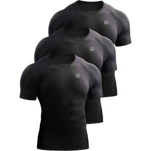 imageNELEUS Mens 3 or 4 Pack Workout Athletic Compression Shirts5022 BlackBlackBlack