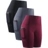 imageNELEUS Womens 8quot Biker Shorts High Waist Tummy Control Workout Running Shorts for Gym Yoga9044 BlackGreyRed 3 Pack