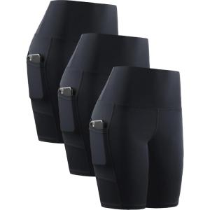 imageNELEUS Womens 8quot Biker Shorts High Waist Tummy Control Workout Running Shorts for Gym Yoga9044 BlackBlackBlack 3 Pack