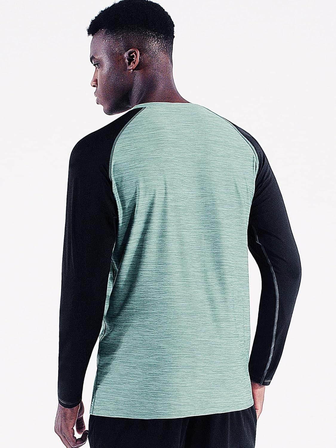 imageNELEUS Mens Running Shirt Long Sleeve Workout Shirts50733 PackDark GreySlate GreyLight GreenXLarge