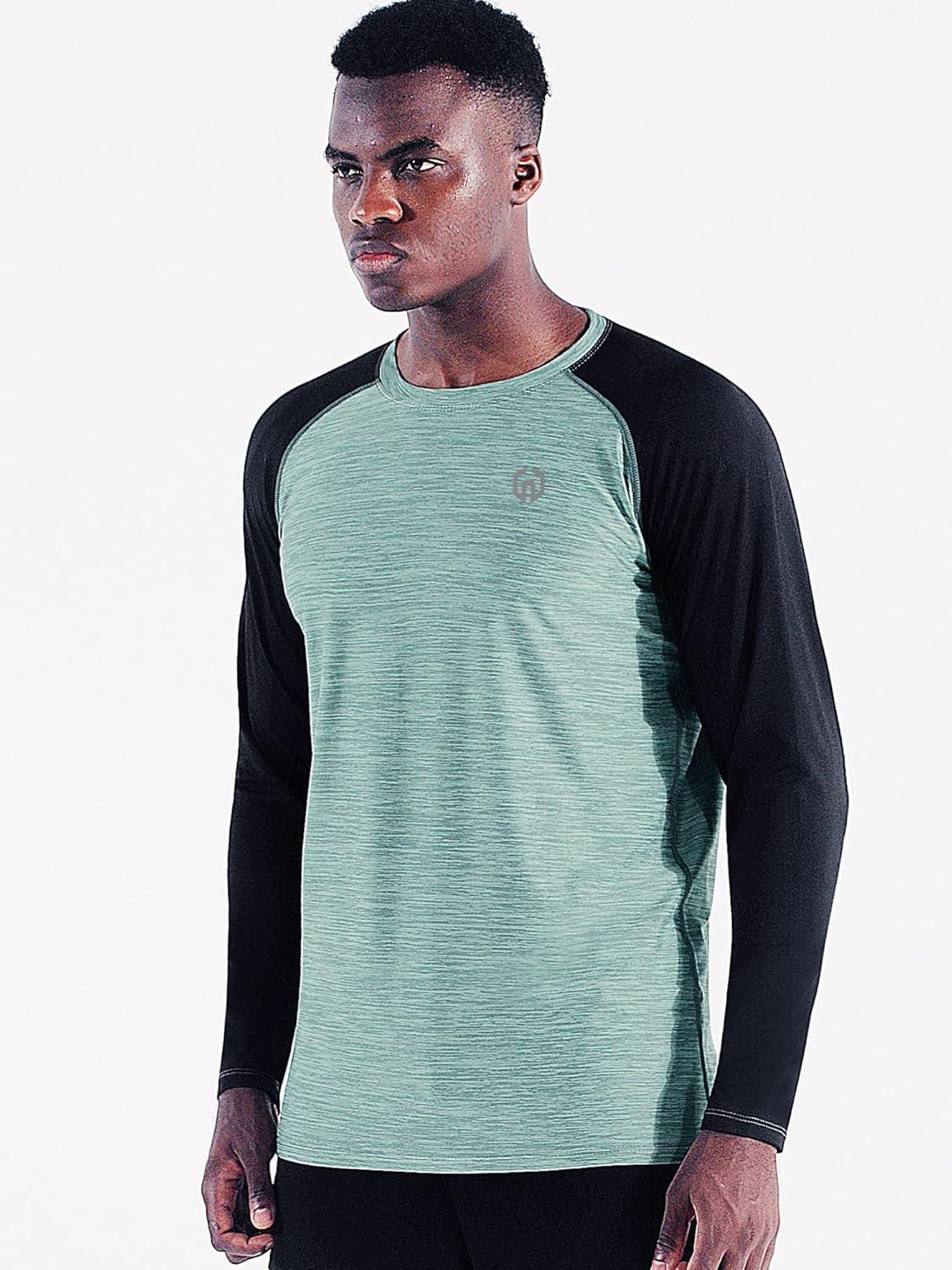 imageNELEUS Mens Running Shirt Long Sleeve Workout Shirts50733 PackDark GreySlate GreyLight GreenXLarge