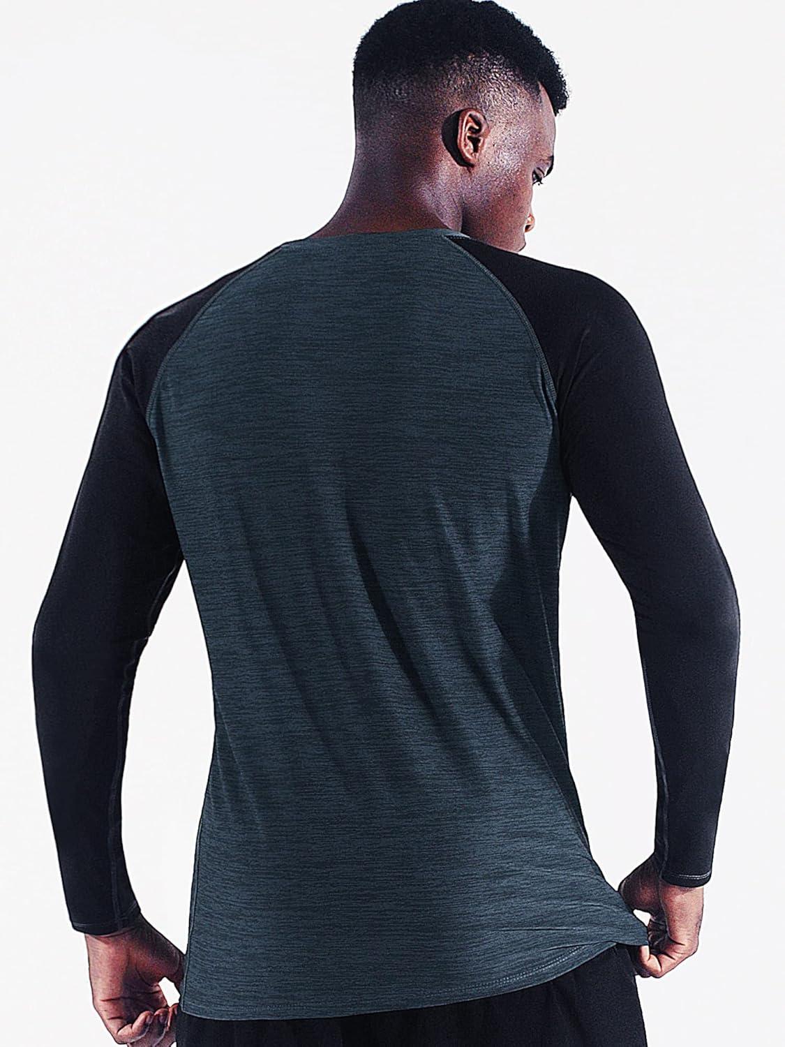 imageNELEUS Mens Running Shirt Long Sleeve Workout Shirts50733 PackDark GreySlate GreyLight GreenXLarge