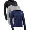 imageNELEUS Womens UPF 50 Long Sleeve Shirt Workout Running Tops Hiking8502 BlackGreyNavy Blue 3 Pack