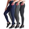 imageNELEUS Womens Yoga Pant Tummy Control High Waist Running Leggings with Pocket9124 BlackGreyDark Navy 3 Pack