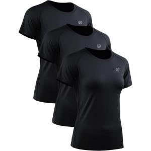 imageNELEUS Womens 3 Pack Athletic Running Shirt Workout Compression Shirts8018 BlackBlackBlack