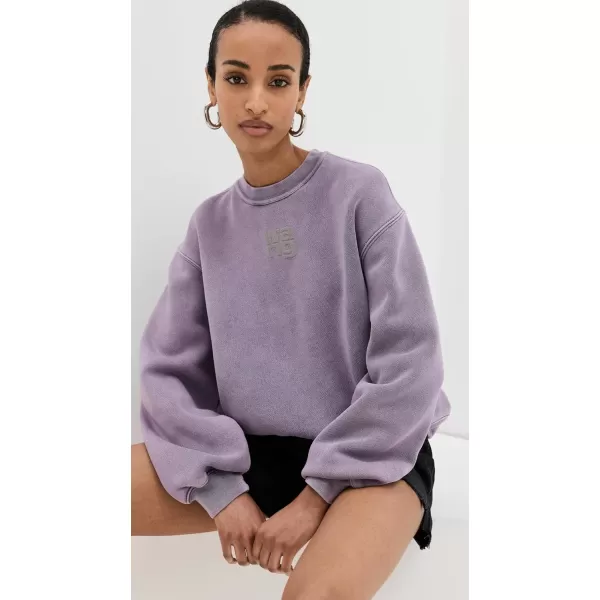 Alexander Wang Womens Essential Terry Crew Sweatshirt with Puff Paint LogoAcid Pink Lavender