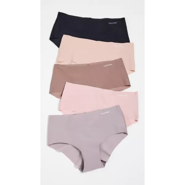 Calvin Klein Womens Invisibles Seamless Hipster Panties MultipackBlackCavernstoneGrey SandSubduedCedar