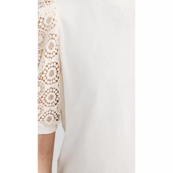 FRAME Womens Lace Sleeve Frankie TeeCream