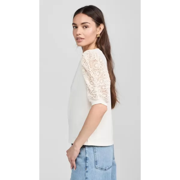 FRAME Womens Lace Sleeve Frankie TeeCream