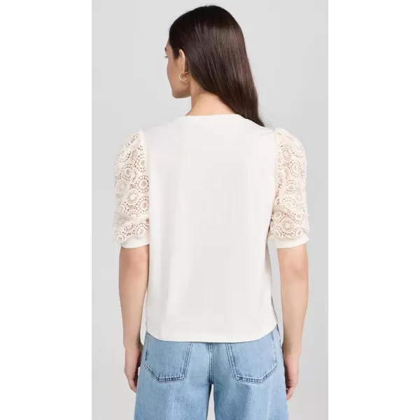 FRAME Womens Lace Sleeve Frankie TeeCream